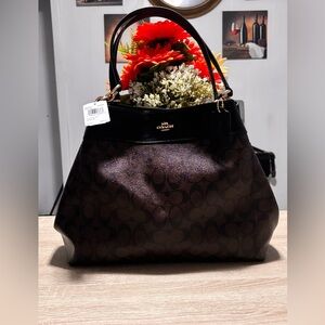 Coach Lexi. Dark Brown Signature Shoulder Bag